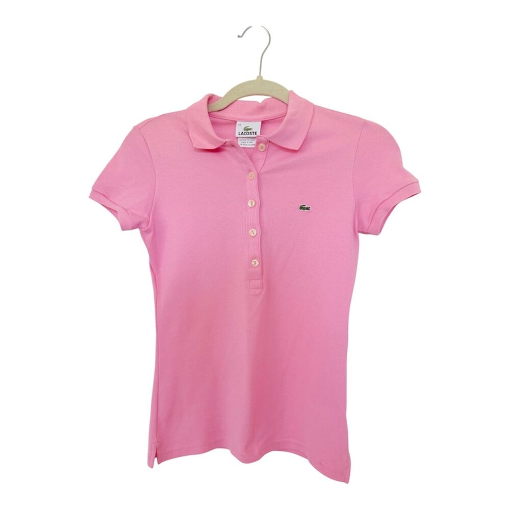NWT Lacoste Pink Short Sleeve Polo Shirt Size 34 XS